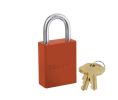 Master Lock 6835ORJ Orange Powder Coated Aluminum Safety Padlock 1 1/2" Wide 1" Tall Shackle 5-Pin Cylinder Keyed Different
