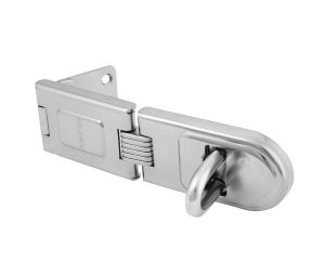 Master Lock 720DPF Hardened Steel Single Hinge Hasp 6 1/4" Length Shackle Dia. up to 7/16" Zinc Plated