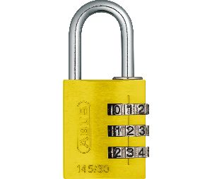 Abus 145-30-C-YELLOW 1-15/64" Resettable Combination Aluminum Padlock, 13/64" Diameter x 35/64" Clearance Shackle, Yellow