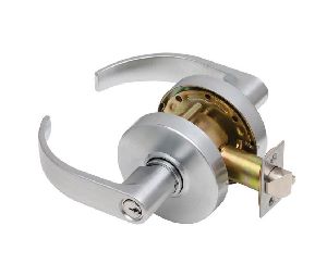 Dexter C1000-CLRM-C-626-KDC Cylindrical Lock, Classroom, Grade 1, 2-3/4" Backset, ANSI Strike, Curved Lever, Schlage C Keyway, Keyed Different, Satin Chrome