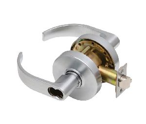 Dexter C1000-CLRM-C-626-SFIC Cylindrical Lock, Classroom, Grade 1, 2-3/4" Backset, ANSI Strike, Curved Lever, SFIC Prep, Less Core, Satin Chrome