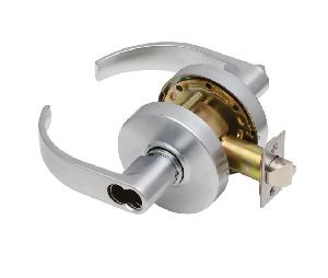 Dexter C1000-ENTR-C-626-SFIC Cylindrical Lock, Entry/Office, Grade 1, 2-3/4" Backset, ANSI Strike, Curved Lever, SFIC Prep, Less Core, Satin Chrome