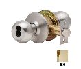 Dexter C2000-ENTR-B-605-SFIC Cylindrical Lock, Entry/Office, Grade 2, 2-3/4" Backset, ANSI Strike, Ball Knob, SFIC Prep, Less Core, Bright Brass