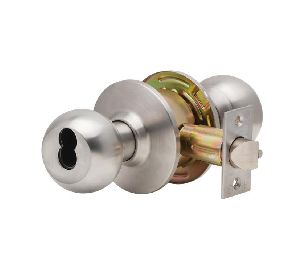 Dexter C2000-ENTR-B-630-SFIC Cylindrical Lock, Entry/Office, Grade 2, 2-3/4" Backset, ANSI Strike, Ball Knob, SFIC Prep, Less Core, Satin Stainless Steel