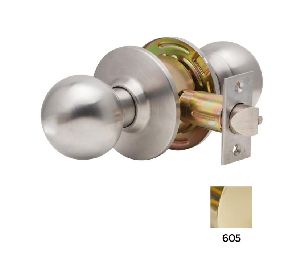 Dexter C2000-PASS-B-605 Cylindrical Lock, Passage, Grade 2, 2-3/4" Backset, ANSI Strike, Ball Knob, Bright Brass