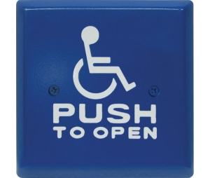 Camden CM-46CBK-4 Push Plate Switch with Kinetic Wireless Transmitter, WHEELCHAIR Symbol and "PUSH TO OPEN" Text