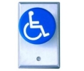 Camden CM-5000B Mushroom Exit Switch Push Button, Single Gang Cast Aluminum Faceplate, Blue, Handicapped Logo