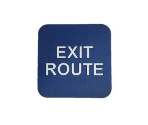 Don-Jo HS 9070 34 A.D.A. Sign, 6"x6" Exit Route, White on Blue