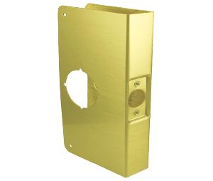 Don-Jo 1-PB-CW Wrap Around Plate, 22 Ga. Steel, 4 in. x 9 in., Bright Brass