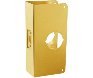 Don-Jo 214C-PB-CW Wrap Around Plate, 22 Ga. Steel, 4-1/4 in. x 9 in., Bright Brass