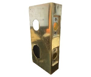 Don-Jo 484-PB-CW Wrap Around Plate, 22 Ga. Steel, 4-1/4 in. x 9 in., Bright Brass