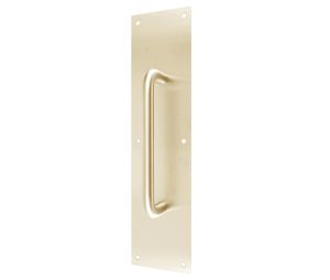 Don-Jo 7011 606 3-1/2" x 15" Pull Plate with 5-1/2" CTC 5/8" Round Pull - Satin Brass Finish