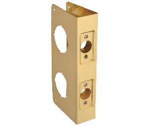 Don-Jo 942-PB-CW Wrap Around Plate, 22 Ga. Steel, 4 in. x 9 in., Bright Brass