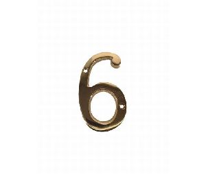 Don-Jo BN46 605 4" House Number # 6 Bright Brass Finish