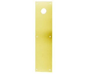Don-Jo CFD-71-605 Push Plate, .050 in. Thick x 4 in. x 16 in., with 1-1/2 in. Deadlock Hole Bright Brass
