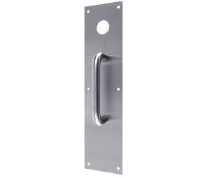 Don-Jo CFD7015 630 3-1/2" x 15" Push Plate with 15 Pull Cut for Deadbolt Satin Stainless Steel Finish