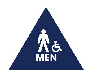 Don-Jo CHS-1 Title 24 Sign, Men/Handicap, Triangle, 11-3/4 in. Wide x 10-1/4 in. High, White on Blue