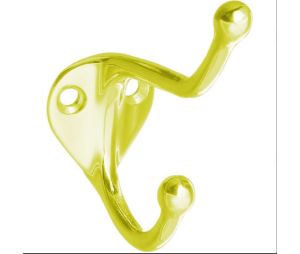 Don-Jo 300 605 Over / Under Coat Hook - Bright Brass Finish