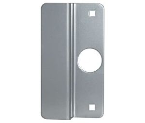 Don-Jo OLP-2650 SL 2 5/8" x 6 1/2" Latch Protector for Center Hung Outswing Aluminum Doors 1 1/8" Offset - Silver Coated Finish