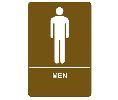 Don-Jo HS-9060-02 A.D.A. Sign, Men, 6 in. Wide x 9 in. High, Raised Lettering, White on Brown