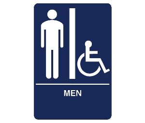 Don-Jo HS-9070-01 A.D.A. Sign, Men/Handicap, 6 in. Wide x 9 in. High, Raised Lettering, White on Blue