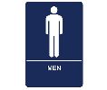 Don-Jo HS-9070-02 A.D.A. Sign, Men, 6 in. Wide x 9 in. High, Raised Lettering, White on Blue