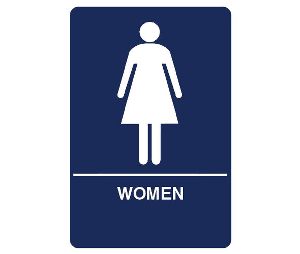 Don-Jo HS-9070-04 A.D.A. Sign, Women, 6 in. Wide x 9 in. High, Raised Lettering, White on Blue