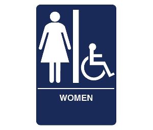 Don-Jo HS-9070-05 A.D.A. Sign, Women/Handicap, 6 in. Wide x 9 in. High, Raised Lettering, White on Blue