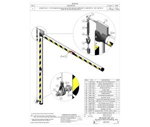 Door King 1601-310 Aluminum Round Arm and Folding Bracket Assembly (Not MUTCD Compliant), 14' Length, Yellow and Black Marking