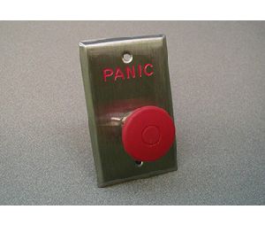 Dortronics 5211-MP23PP-RXE1 5210 Series Exit Push Button, 1-9/16" Diameter Mushroom Push/Pull Button, Red Button, Stainless Steel Plate Engraved "PUSH TO EXIT"