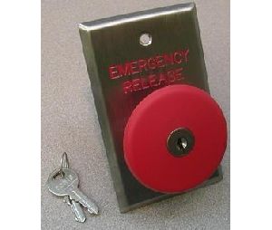 Dortronics 5216-MP23-KRXE2 5210 Series Exit Push Button, 2-3/8" Diameter Duress Palm Button with DPST Latching with Key Reset, Single Gang Mount, Stainless Steel Plate Engraved "PANIC"