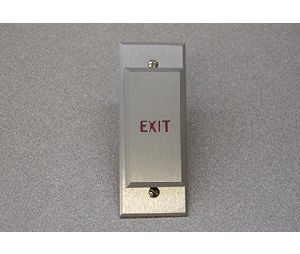 Dortronics N5286-ATXE1 5286 Series Narrow Stile Push Plate Switch, "PUSH TO EXIT" in Black Letters