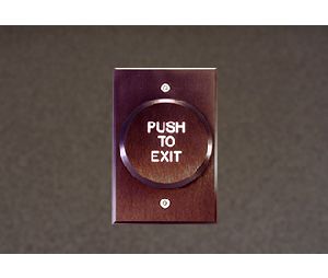 Dortronics W5286-ETXE1 5286 Series Single Gang Push Plate Switch, "PUSH TO EXIT" in Black Letters
