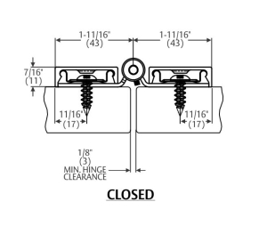 Markar FS902TP-54IN-SS Flush Spring Loaded Hinge, 54 Inches, For Toilet Partition, Pin And Barrel, Satin Stainless Steel