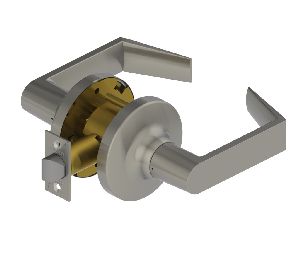 Hager 3410-ARC-26D-ASA 3400 Series Grade 1 Fixed Cylinder Standard Cylindrical Lock, 6 Pin Cylinder, 2-3/4" Backset, Passage Function, Satin Chrome