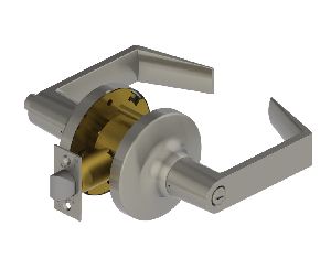 Hager 3453-AUG-US3-SFIC-ASA 3400 Series Grade 1 Fixed Cylinder Standard Cylindrical Lock, 6 Pin Cylinder, 2-3/4" Backset, Entry Function, Bright Brass