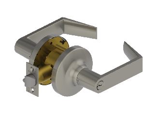 Hager 3470-US26D-ARC 3400 Series Grade 1 Fixed Cylinder Standard Cylindrical Lock, 6 Pin Cylinder, 2-3/4" Backset, Classroom Function, Archer Lever Style, Satin Chrome