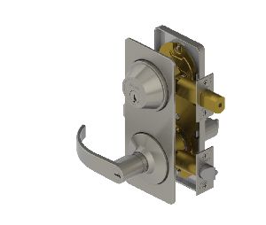 Hager 3753-WTN-US26D-SC 3700 Series Grade 2 Fixed Cylinder Standard Interconnected Lock, 6 Pin Cylinder, 2-3/4" Backset, Entry Double Locking Function, Withnell Lever Style, Satin Chrome