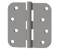 Hager RC1542-4X4-US26 Full Mortise Plain Bearing Residential Hinge, 4" x 4", Brass, 5 Knuckle, 5/8" Round Corners, Bright Chrome