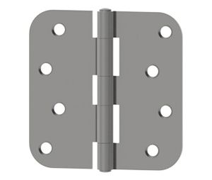 Hager RC1846-4X4-US4 Full Mortise Plain Bearing Residential Hinge, 4" x 4", Steel, 5 Knuckle, 5/8" Round Corners, Riveted Pin, Satin Brass