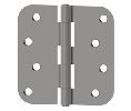 Hager RC1846-4X4-US4 Full Mortise Plain Bearing Residential Hinge, 4" x 4", Steel, 5 Knuckle, 5/8" Round Corners, Riveted Pin, Satin Brass