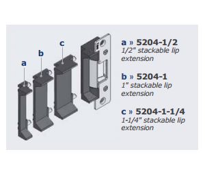 Hes 5204 12 1/2" Stackable Lip Extension, Provides Lip Extension on Strike for 5200 Series