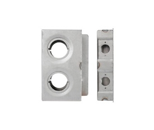 Keedex K-BXDBL234-2D Double Gate Box, Cylindrical, 2 3/4" Backset, 2 1/8" Hole, 2" Wide, 1/4" Inset/ Center to Center 4", 14 Gauge Steel, 1 ea