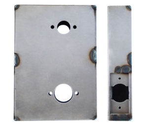 Keedex K-BXSIM-7004-AL Weldable Gate Box, Cylindrical, 2 3/4" Backset, 0.125 Aluminum, Suitable for Kaba Ilco 7004, 1 ea