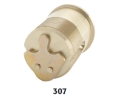 KSP 307-600-03 6/7 Pin Mortise Housing, Less Core, 1-3/8 In. Cylinder Length, Standard Straight Cam, Bright Brass