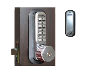 Lockey 2230-KO-SC Pushbutton Lock 2230-KO-SC, Springlatch with Key Override, Satin Chrome