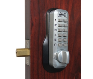 Lockey M210-EZ-SC Pushbutton Lock M210-EZ-SC, Mechanical Keyless Digital Combination Deadbolt Lock, Satin Chrome