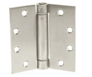 McKinney 150241215 4-1/2" x 4-1/2" Single Acting Spring Hinge, Standard Weight, Full Mortise - Satin Nickel Finish