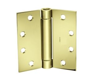 McKinney 1502-4-1-2X4-1-2-3 4-1/2" x 4-1/2" Single Acting Spring Hinge, Standard Weight, Full Mortise, 3-Knuckle - Bright Brass Finish