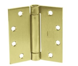 McKinney 1502-4-1-2X4-1-2-4 4-1/2" x 4-1/2" Single Acting Spring Hinge, Standard Weight, Full Mortise, 3-Knuckle - Satin Brass Finish